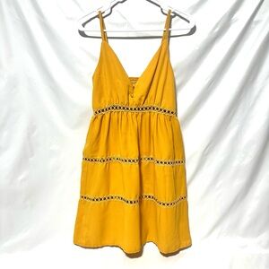 ❤️ 3/$20 ❤️ Mustard Yellow Cotton Blend Summer Dress S/XS